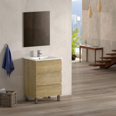 Eviva Vigo 24″ Bathroom Vanity With White Integrated Porcelain Sink Vanity Eviva Oak